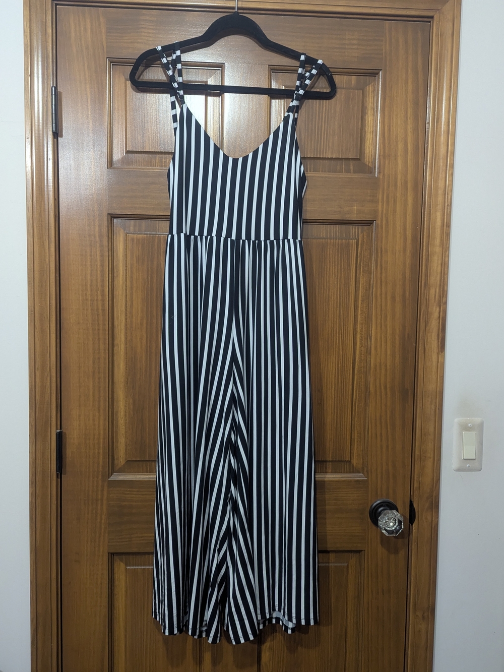 Black and White Striped One-Piece Romper